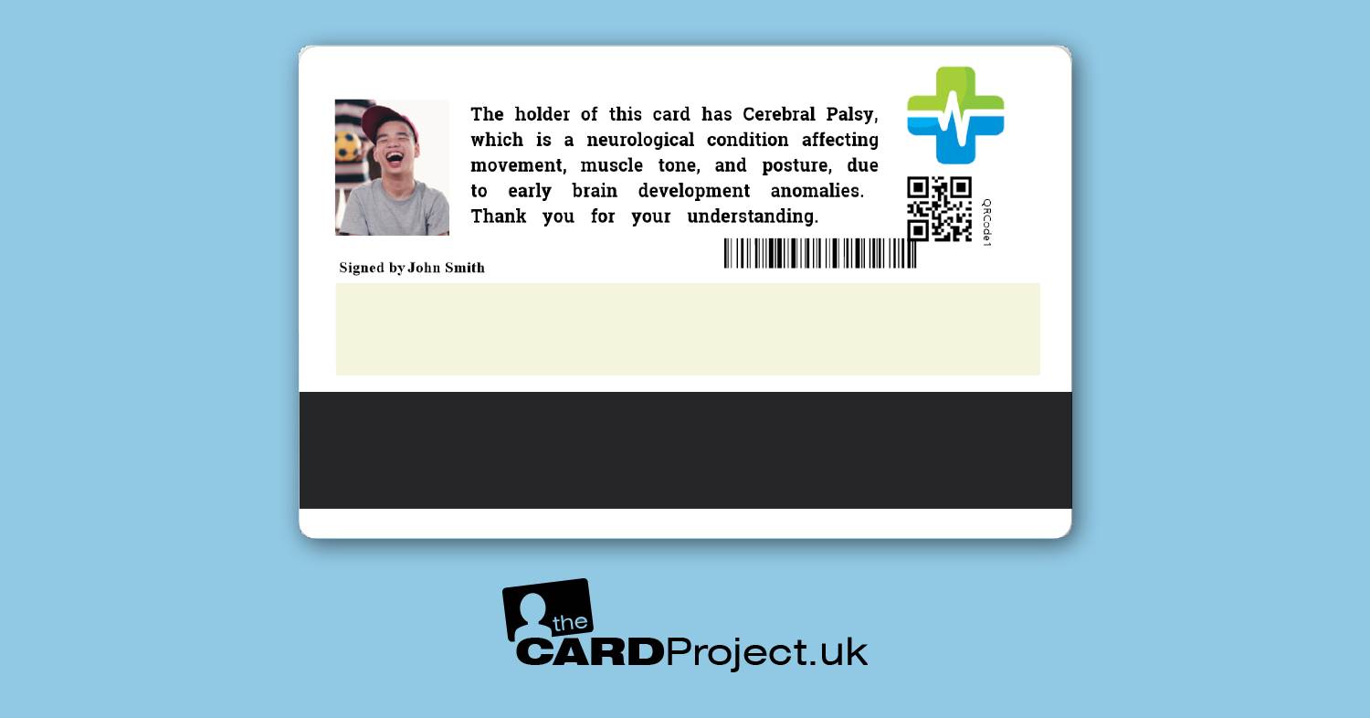 Premium Cerebral Palsy Medical ID Card (REAR)